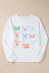 Coquette Bow And Cherry Raw Hem Sweatshirt