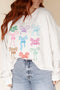 Coquette Bow And Cherry Raw Hem Sweatshirt