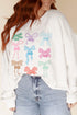 Coquette Bow And Cherry Raw Hem Sweatshirt