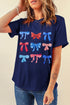 Coquette Bow And Star Pattern Stretch Jersey Graphic Tee
