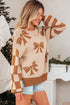 Coquette Bow Pattern Striped Sleeve Knit Sweater