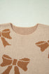 Coquette Bow Pattern Striped Sleeve Knit Sweater