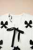 Coquette Bow Pattern Tie Front Knit Cardigan