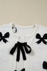 Coquette Bow Pattern Tie Front Knit Cardigan