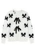 Coquette Bow Pattern Tie Front Knit Cardigan