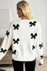 Coquette Bow Pattern Tie Front Knit Cardigan