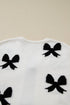 Coquette Bow Pattern Tie Front Knit Cardigan