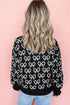 Coquette Bow Print Quarter Zip Knit Sweater