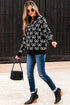 Coquette Bow Print Quarter Zip Knit Sweater