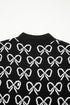 Coquette Bow Print Quarter Zip Knit Sweater