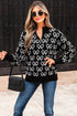 Coquette Bow Print Quarter Zip Knit Sweater