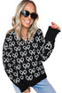 Coquette Bow Print Quarter Zip Knit Sweater