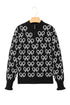 Coquette Bow Print Quarter Zip Knit Sweater