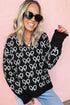Coquette Bow Print Quarter Zip Knit Sweater