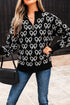 Coquette Bow Print Quarter Zip Knit Sweater
