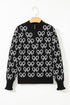 Coquette Bow Print Quarter Zip Knit Sweater