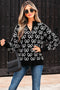 Coquette Bow Print Quarter Zip Knit Sweater