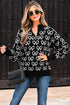 Coquette Bow Print Quarter Zip Knit Sweater