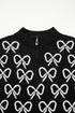 Coquette Bow Print Quarter Zip Knit Sweater