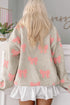 Coquette Bow Print Sherpa Fleece Quarter Zip Pullover