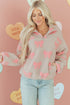 Coquette Bow Print Sherpa Fleece Quarter Zip Pullover