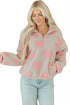 Coquette Bow Print Sherpa Fleece Quarter Zip Pullover