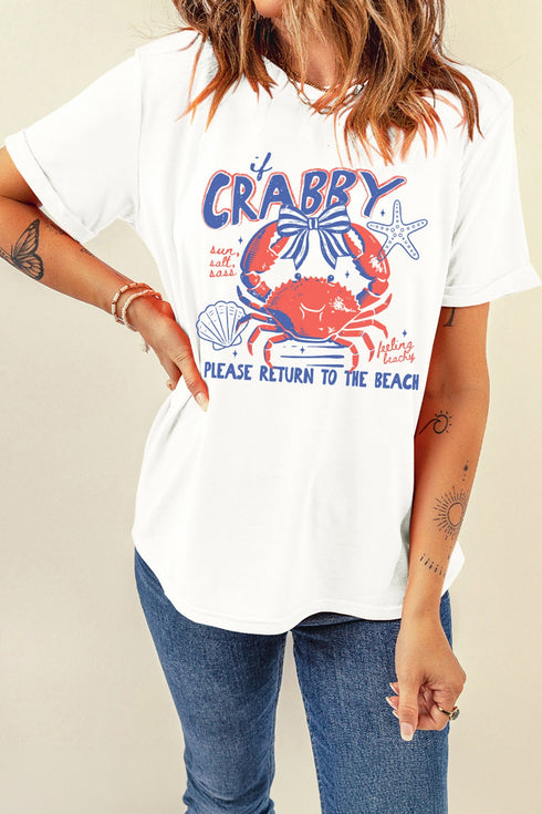 Coquette Crabby Text Print Short Sleeve Graphic Tee