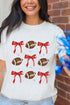 Coquette Football And Bows Repeating Pattern Gameday Graphic Tee