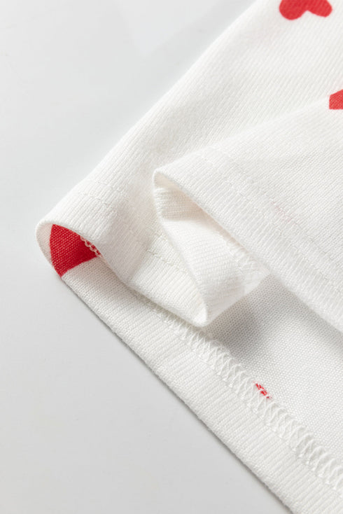 Coquette Heart Print Long Sleeve Top Drawstring Pant Loungewear