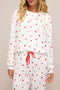 Coquette Heart Print Long Sleeve Top Drawstring Pant Loungewear