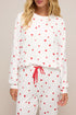 Coquette Heart Print Long Sleeve Top Drawstring Pant Loungewear