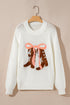 Coquette Western Boot Bow Graphic Crewneck Sweater