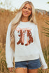 Coquette Western Boot Bow Graphic Crewneck Sweater