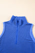 Corded Collared Half Zip Tank Two Piece Short Set