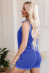 Corded Collared Half Zip Tank Two Piece Short Set