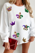 Corded Crew Neck Sequin Applique Oversized Sweatshirt