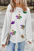 Corded Crew Neck Sequin Applique Oversized Sweatshirt