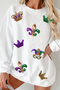 Corded Crew Neck Sequin Applique Oversized Sweatshirt