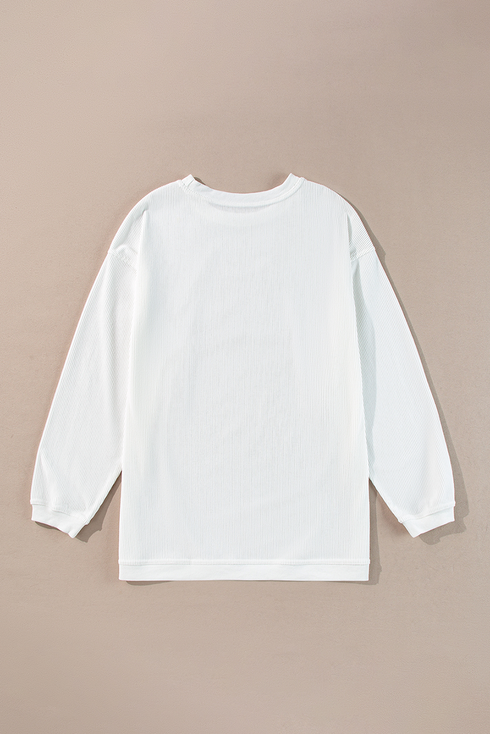 Corded Crew Neck Sequin Applique Oversized Sweatshirt