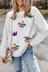 Corded Crew Neck Sequin Applique Oversized Sweatshirt