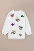 Corded Crew Neck Sequin Applique Oversized Sweatshirt