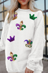 Corded Crew Neck Sequin Applique Oversized Sweatshirt