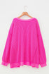 Corded Drop Shoulder Uneven Hem Plus Size Long Sleeve Top