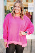 Corded Drop Shoulder Uneven Hem Plus Size Long Sleeve Top