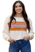 Corded Exposed Seam Textured Knit Patchwork Top