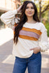 Corded Exposed Seam Textured Knit Patchwork Top