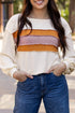 Corded Exposed Seam Textured Knit Patchwork Top