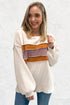 Corded Exposed Seam Textured Knit Patchwork Top