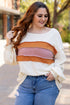 Corded Exposed Seam Textured Knit Patchwork Top