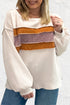 Corded Exposed Seam Textured Knit Patchwork Top